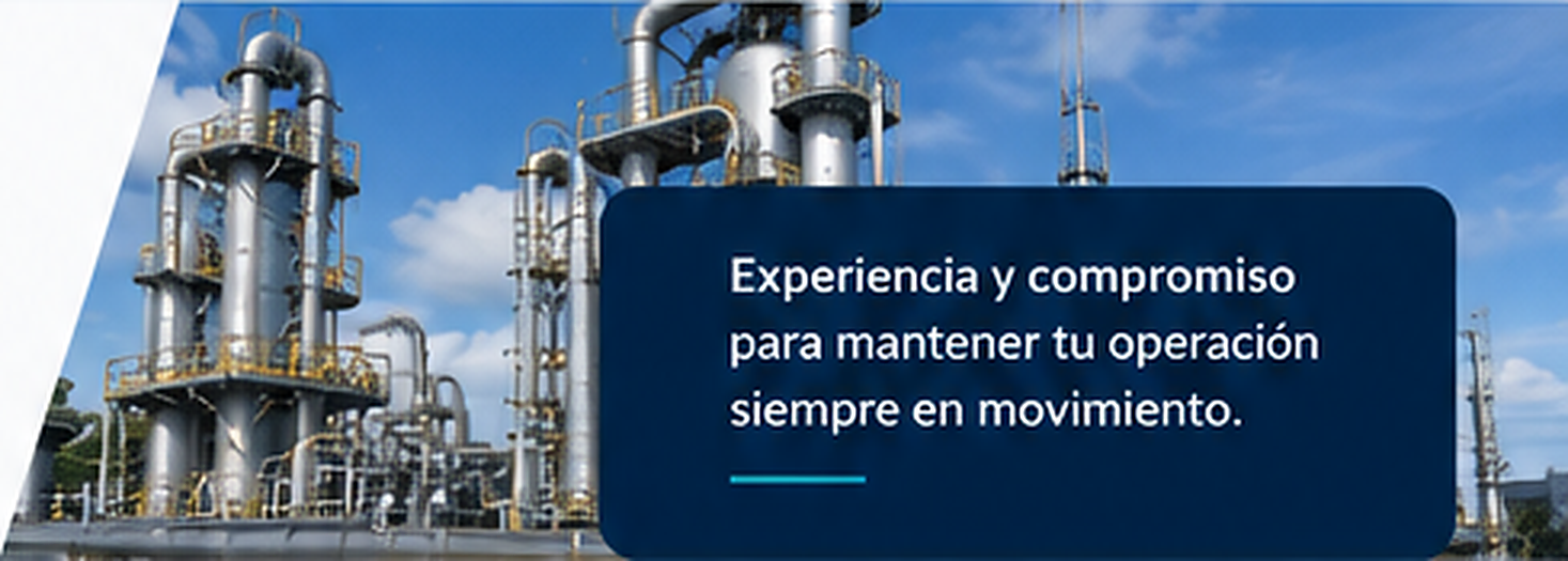 Planta industrial y mensaje de experiencia y compromiso
